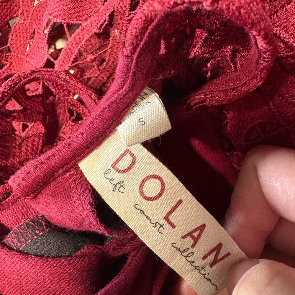 Anthropologie Dolan puffed lace sleeve wine Red Top women’s size small - Picture 4 of 6